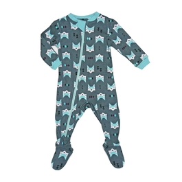 【ZippyJamz】有機棉寶寶拉鍊連身服 綠色狐狸
